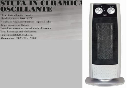 Stufa stufetta elettrica oscillante girevole in ceramica termoventilatore 2000 W