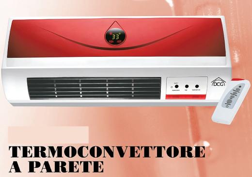 Termoventilatore termoconvettore stufa parete muro con timer telecomando display