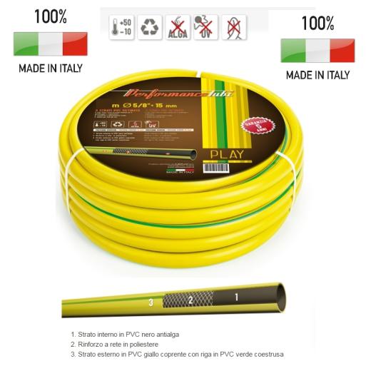 Tubo acqua irrigazione mt 50 retinato da giardino 3 strati GARANTITO mm15 giallo