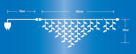 1 PZ Di CASCATA 150LED+FLASH-IP44 PROLUNG.BIAN.CALDO