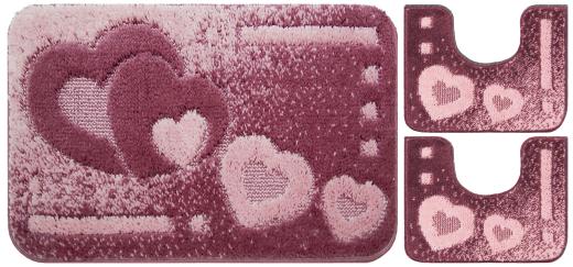 1 CF Di *TAPPETO X BAGNO ITACA SET 3 PZ. ROSA