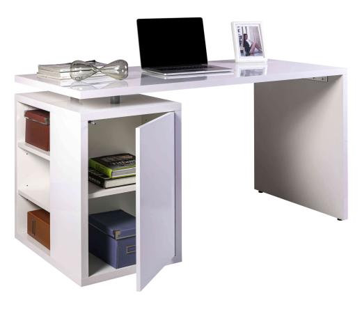 1 PZ Di KIT SCRIVANIA CM.140X69X74H BIANCO LUCIDO