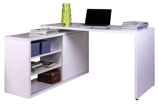 1 PZ Di KIT SCRIVANIA CM.150X69/120X74H BIANCO LUCIDO