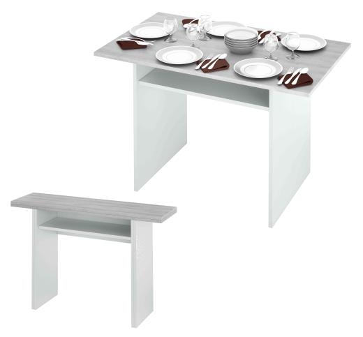1 PZ Di KIT TAVOLO CONSOLLE 35/70X120XH75 CM BIANCO CEME