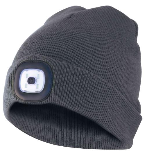 6 PZ Di BERRETTO INVERNALE CON LUCE LED GRIGIO SCURO