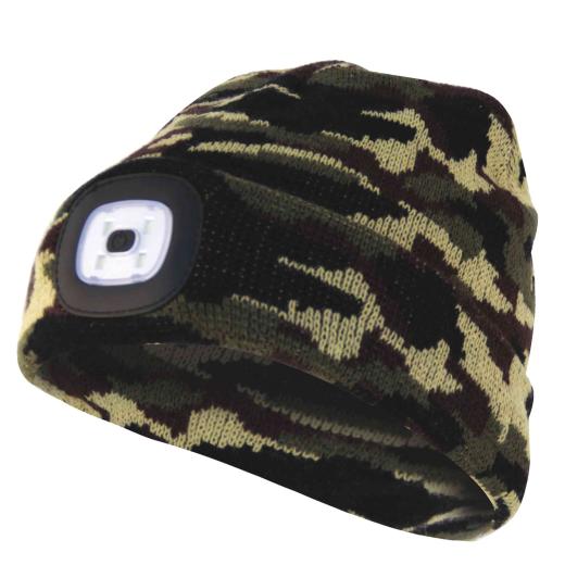6 PZ Di BERRETTO INVERNALE CON LUCE LED CAMOUFLAGE