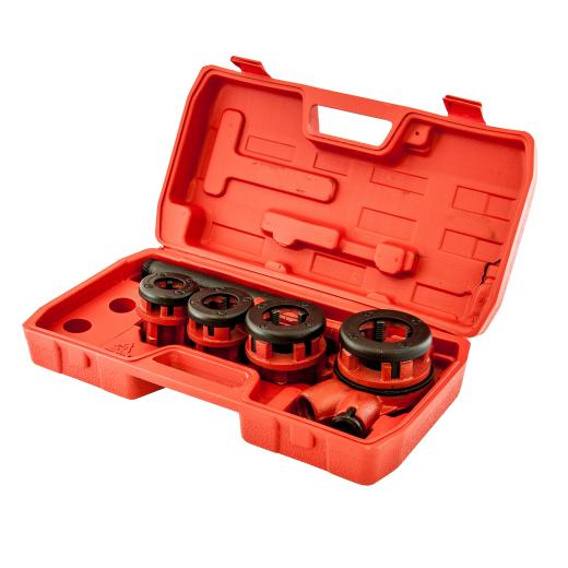Set serie 4 filiere x tubi a pollice x idraulici in valigetta cricchetto