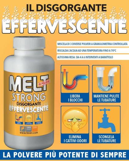 MELT STRONG Disgorgante sgorgante effervescente granulare polvere sturalavandino