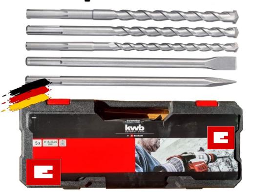 Set 5 pz punte e scalpello punta e taglio SDS Max in valigetta KWB Einhell