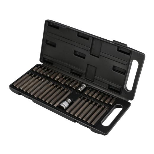 Serie set kit 40 inserti bits chiavi a bussola cricchetto TORX maschio cassetta