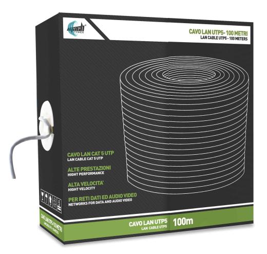 1,0 PZ Di CAVO LAN UTP  CAT.5 CCA 0,5 MM GRIGIO 100 M