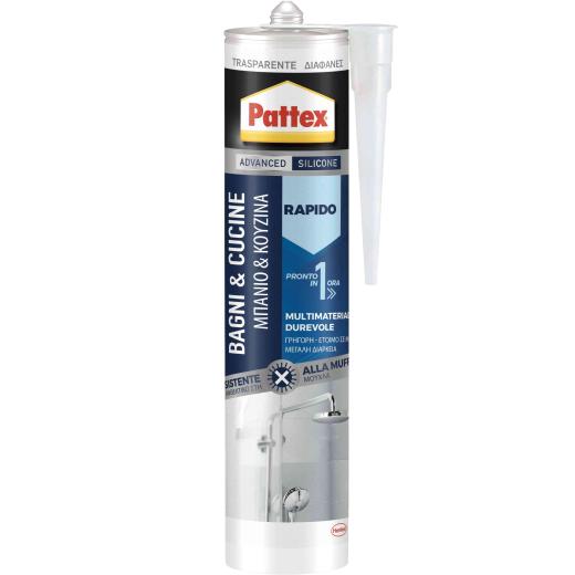 12,0 PZ Di PATTEX SILICONE BAGNICUCINE RAPIDO TRASP.CART. 300