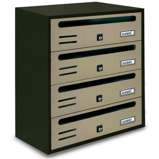 1,0 PZ Di CASSETTA POSTALE ALUBOX CUBO/R 4 38,5X25X43 SABBIA