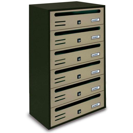 1,0 PZ Di CASSETTA POSTALE ALUBOX CUBO/R 6 38,5X25X63 SABBIA