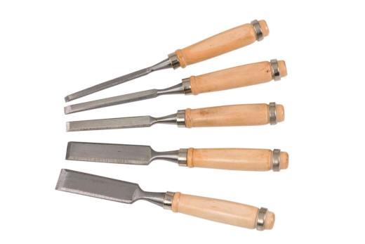 1,0 CF Di CONF. 5 SCALPELLI PER FALEGNAME MANICO LEGNO