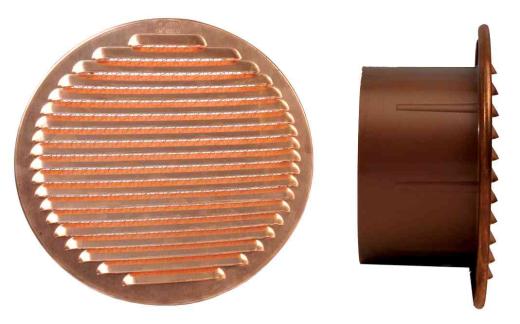 1,0 PZ Di GRIGLIA AERAZIONE RAME D 120 MM BOCCA PLASTICA