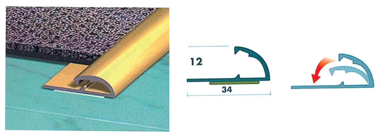 1,0 CF Di CONF. 2 PROFILO ALLUMINIO ORO PER PASSATOIA 67 CM