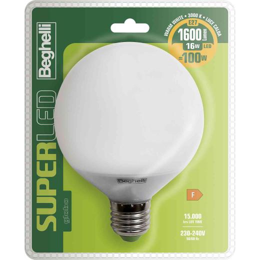 5,0 PZ Di BEGHELLI LED 56898BL GLOBO E27 16W CALDA 3000K