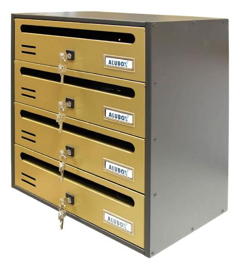 1,0 PZ Di CASSETTA POSTALE ALUBOX CUBO/R 4 38,5X25X43 ORO
