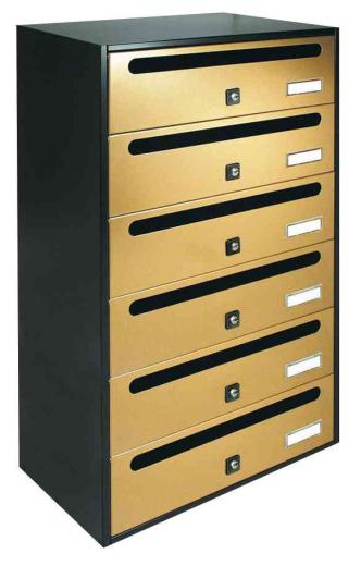 1,0 PZ Di CASSETTA POSTALE ALUBOX CUBO/R 6 38,5X25X63 ORO