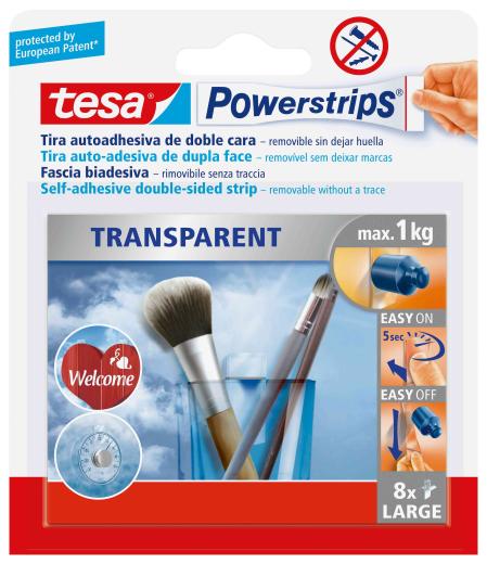 15,0 CF Di TESA POWERSTRIPS 8 STRISCE ADESIVE TRASPARENTI