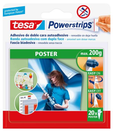 15,0 CF Di TESA POWERSTRIPS 20 STRISCE BIADESIVE POSTER