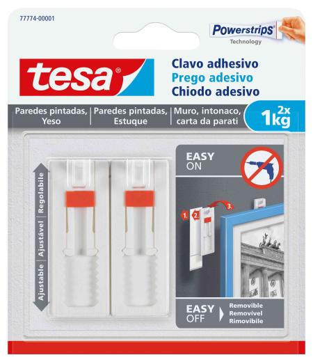 8,0 CF Di GANCIO PER QUADRO ADESIVO TESA REGOLABILE 2 PZ