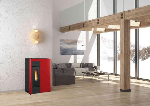1,0 PZ Di STUFA PELLET 15,5 KW VIRNA IDRO BORDEAUX