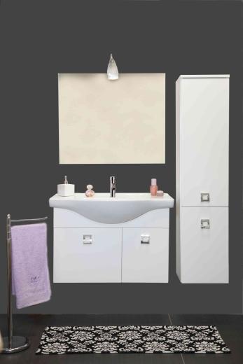 1,0 PZ Di MOBILE BAGNO BRILLO 2 ANTE SOSP. 85 BIANCO