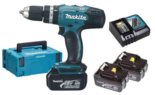 1,0 PZ Di MAKITA SUPERKIT 18VP-3Ah DHP453RF3J CON 3 BATTERIE