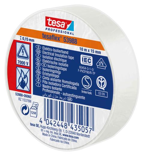 10,0 PZ Di NASTRO ISOLANTE CERTIFICATO BIANCO 15MM X 10 M