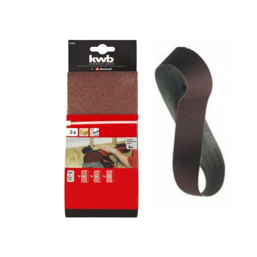 Set 3 nastri abrasivi mm 100 X 915 ricambio per levigatrice combinata da banco