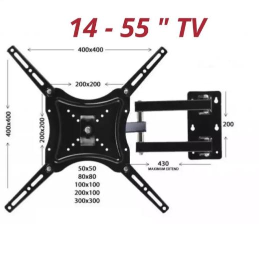 Supporto staffa braccio a parete muro porta TV LCD LED monitor doppio snodo