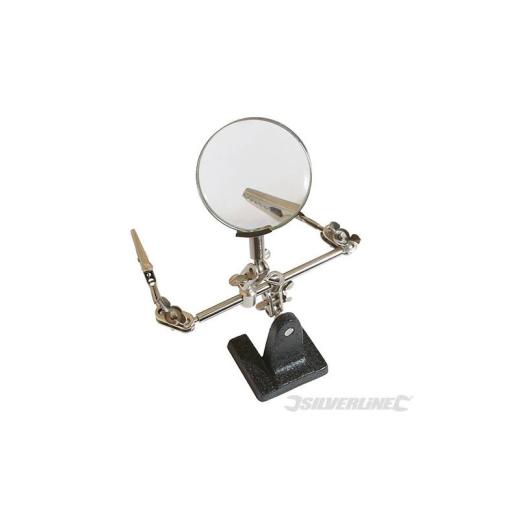 SUPPORTO ROBOX TERZA MANO BRACCIO CON LENTE INGRANDIMENTO E PINZE X MODELLISMO