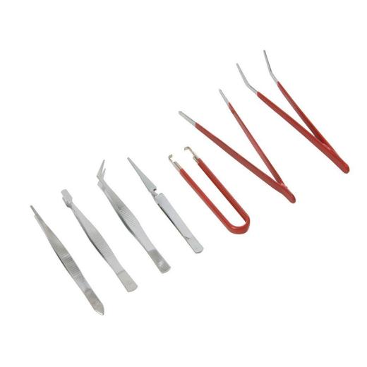 SET PINZETTE DI PRECISIONE 7 PEZZI IN ACCIAIO AL CARBONIO ELETTRONICA MODELLISMO