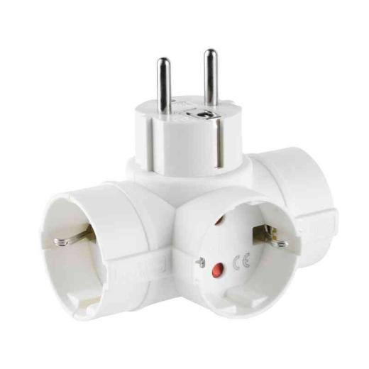 1,0 PZ Di ADATTATORE SPINA SCHUKO A  3 PRESA SCHUKO