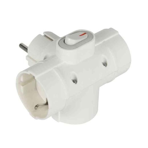 1,0 PZ Di ADATTATORE SPINA SCHUKO A  3 PRESA SCHUKO C/INT.