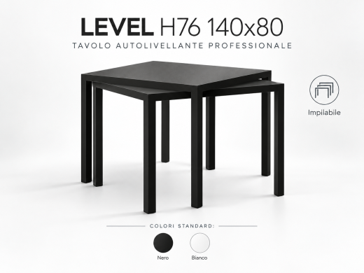 Tavolo professionale autolivellante Level H76 140x80 cm per bar ristoranti e dehors