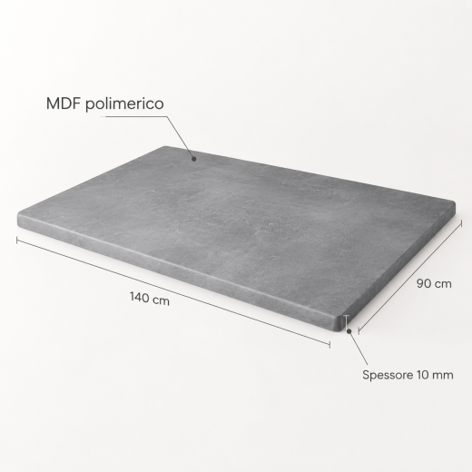 Piano tavolo professionale MDF polimerico 90x140 cm spessore 10 mm per tavoli bar ristorazione e contract