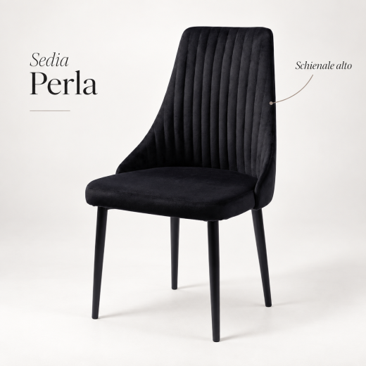 Sedia professionale Perla in velluto con schienale alto per ristoranti locali e contract