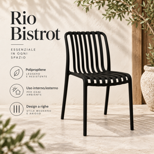Sedia Rio Bistrot in polipropilene per interno esterno bar e ristorazione