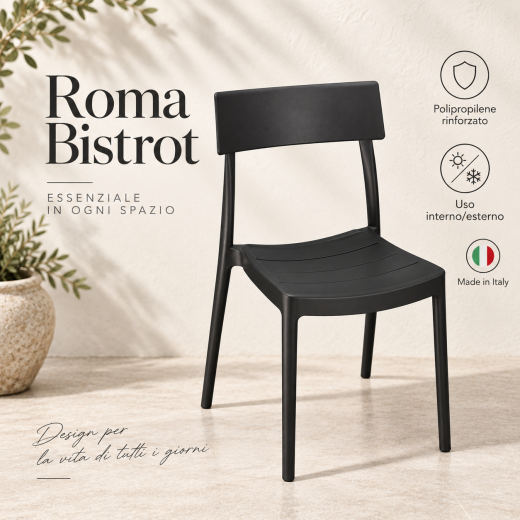 Sedia Roma Bistrot in polipropilene per interno esterno bar e ristorazione