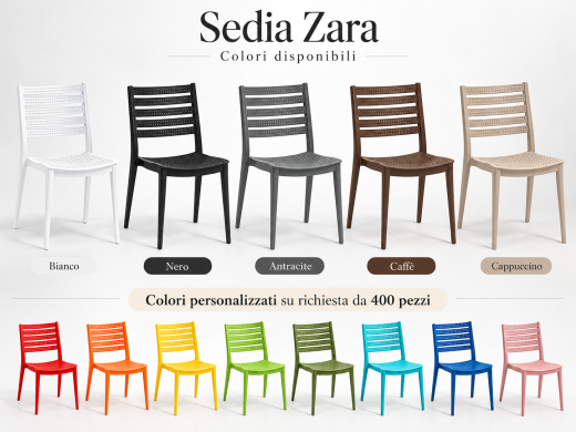 Sedia Zara in polipropilene per bar, ristoranti e dehors