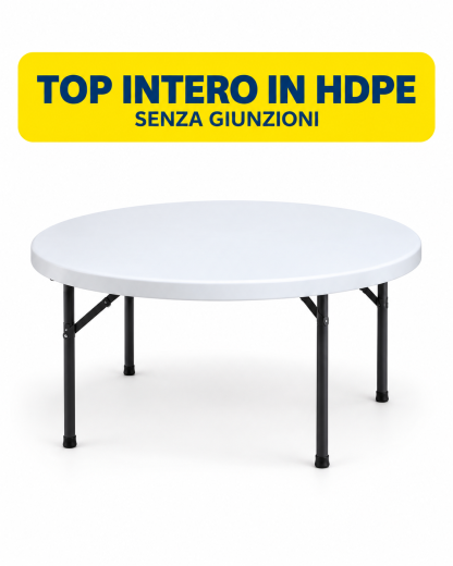 Tavolo catering pieghevole tondo Ø120 cm in HDPE