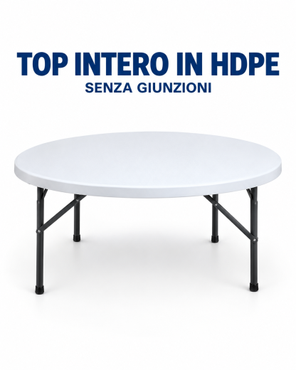 Tavolo catering pieghevole tondo Ø150 cm in HDPE