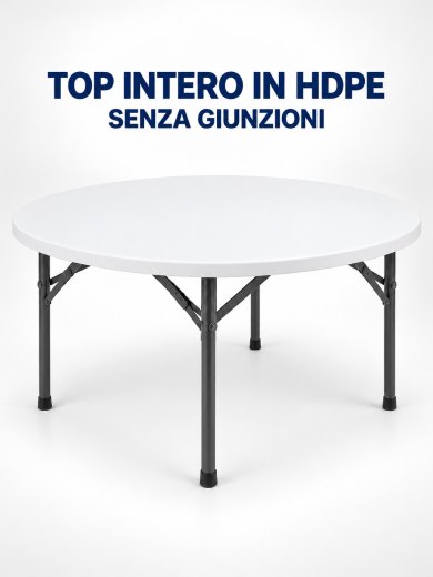 Tavolo catering pieghevole tondo Ø180 cm in HDPE