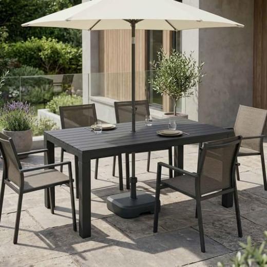 Tavolo professionale Nabucco 140x80 cm effetto doghe per interno esterno e ristorazione