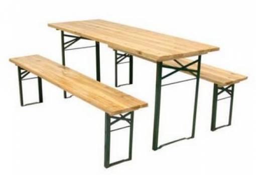 SET TAVOLO  CM 220 X 70 CON DUE PANCHE IN LEGNO GIARDINO BAR SAGRA FIERA PUB