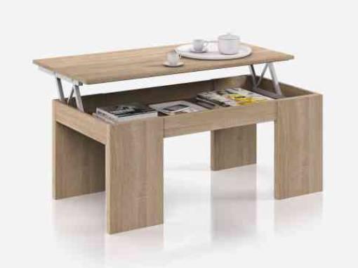 1 PZ Di KIT TAVOLO CAFFE ELEV. 50X100X45/56H ROVERE/BIANCO