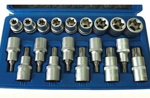 Serie set kit chiavi a bussola cricchetto TORX maschio e femmina cassetta chiave